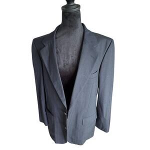 Vintage Burberry London Men's Pinstripe Wool Suit Blazer Jacket – Charcoal Gray